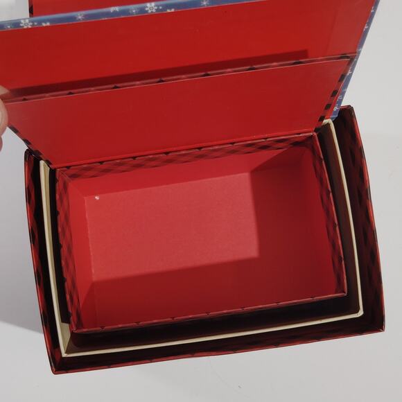 Set of 3 Nested Christmas Gift Boxes Holiday Décor 6.5", 6", 5.5" Santa Designs - Picture 5 of 5